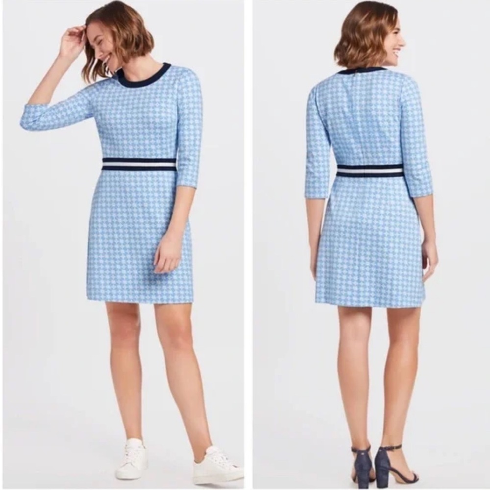 DRAPER JAMES Honeycomb Persley Floral Ponte Dress Blue/White Size Medium L/S